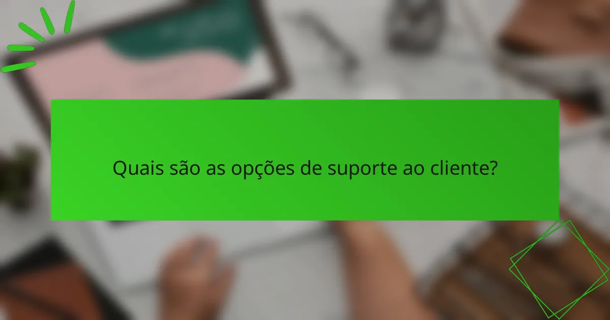 Quais são as opções de suporte ao cliente?
